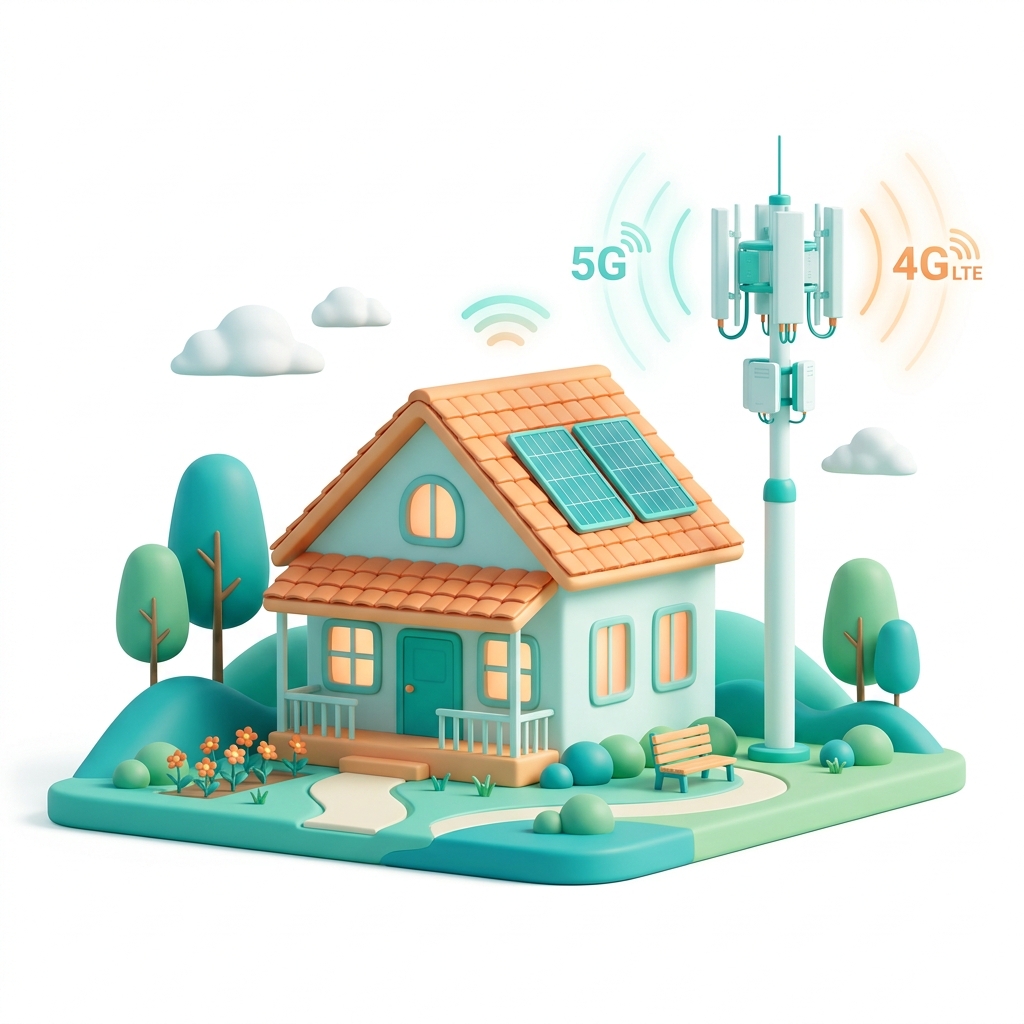 Rural Home with Antenna